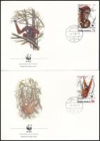 WWF: Orángután sor + 4 db FDC WWF: Orangutan set + 4 FDC