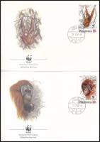 WWF Orangutan set + 4 FDC WWF: Orángután sor + 4 db FDC