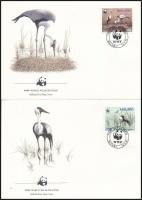 WWF: Crane bird set on 4 FDC WWF: Daru sor 4 db FDC-n