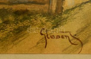 Glober jelzéssel: Tabán, Horgony u. Vegyes technika, papír, üvegezett keretben, 29×21 cm