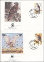 WWF Birds of prey set stripe of 4 + 4 FDC WWF: Ragadozó madarak sor négyescsíkban + 4 db FDC