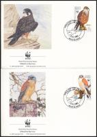 WWF Birds of prey set stripe of 4 + 4 FDC WWF: Ragadozó madarak sor négyescsíkban + 4 db FDC