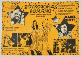 1975 Egykoronás románc, csehszlovák filmvígjáték plakát, Karel Gott, 47x68 cm