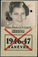 1946 A Budapesti Székesfővárosi Közlekedési Rt. által kiállított igazolvány tanulóhetijegy váltására