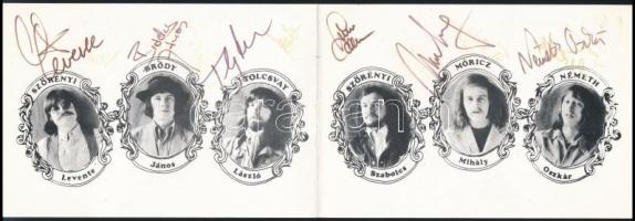 A Fonográf együttes tagjainak aláírásai ünnepi üdvözlőlapon