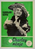1970 Bodrogi Gyula Charley nénje szerepében, Városmajori Színpad plakát, apró szakadással, 69,5x50 cm