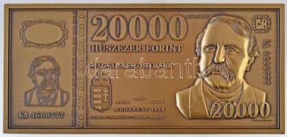 DN 20.000 Forint - Deák Ferenc antikolt fém bankjegyveret, az 1999-ben kiadott bankjegy alapján (357g/194x89mm) T:1-,2 kis ü.
