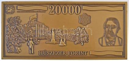 DN "20.000 Forint - Deák Ferenc" antikolt fém bankjegyveret, az 1999-ben kiadott bankjegy ...