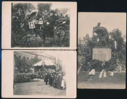 1924 Szekszárd háborús emlékmű, hősök szobrának avatási ünnepsége. 3 db fotólap a helyi előljárókkal és a szoborral / Szekszard inauguration of a war memorial 3 photos