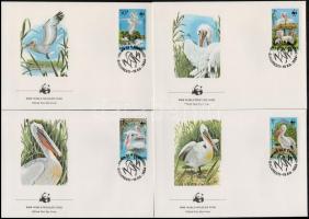 WWF: Borzas gödény sor + 4 FDC WWF: Dalmatian pelican set + 4 FDC