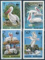 WWF Dalmatian pelican set + 4 FDC, WWF: Borzas gödény sor + 4 FDC