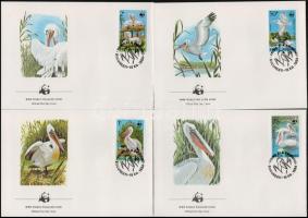 WWF Dalmatian pelican set + 4 FDC WWF: Borzas gödény sor + 4 FDC