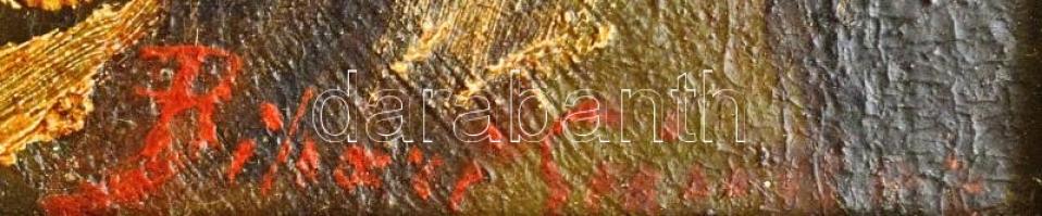 Bihari Sándor (1855-1906): Megfáradt juhász. Olaj, karton, jelzett, újszerű keretben, 28×21 cm