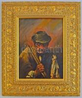 Bihari Sándor (1855-1906): Megfáradt juhász. Olaj, karton, jelzett, újszerű keretben, 28×21 cm