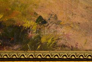 Zubriczky jelzéssel: Legelő birkák. Olaj, vászon, újszerű keretben, 20×31 cm