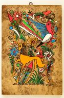 Mexikói, kézzel festett parafára készült kép / Hanpainted corcwood image 20x30 cm