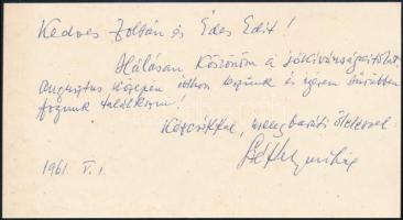 1961 Székely Mihály (1901-1963) operaénekes saját kézzel írt üdvözlő sorai.