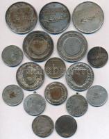 17db-os vegyes díj- és sportérem tétel nagyjából a százaforduló idejéből és a 20. század első feléből, közte "Magyarországi Testedző-Egyesületek Szövetsége" fém sportérem "TERV. DAMKÓ J. VÉSN EXNER K." jelzéssel, Berán Lajos (1882-1943) ~1930. "Budapesti (Budai) Torna Egylet 1869 - Botond" ezüstözött fém érem T:2,2- patina