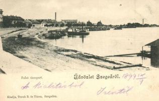 1899 Szeged, Felső Tisza part, hajómalom. Traub B. és Társa kiadása (EK)