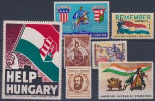 Amerikai magyar szervezetek levélzárói, közte 1956-os kiadások, összesen 7 db / 7 labels of American Hungarian organisations