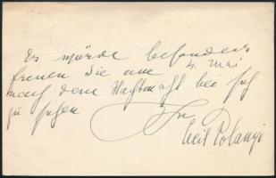 cca 1940 Polányi Cecil írónő kézzel írt levelezőlapja Brody Lili írónőhöz