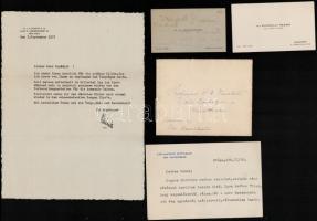cca 1938 Ifj. Kunfalvi Rezső névjegykártyája, neki címzett levelek, stb., 7 db