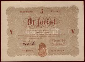 1848. 5Ft "Kossuth bankó" barna alaptípus "5"-ös számjegy balra elcsúszva! T:II