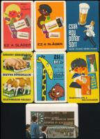 1965-1969 7 db reklámos kártyanaptár (Magyar Országos Söripari Vállalat, Állatforgalmi Vállalat, Tibi csoki, stb.)