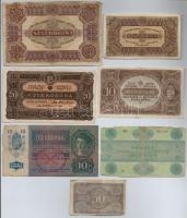 Vegyes korona tétel 7xklf bankjegy 1915-1923 közötti időszakból T:II-IV