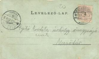 1899 Hortobágy, gulyás, csikós, delelő gulya és ménes, a Hortobágy hídja. László Albert kiadása, flo...