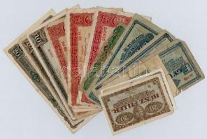 15db-os vegyes bankjegy papírpénz tétel, nagyrészt magyar korona, közte egy-egy román, német és osztrák bankjegy T:III-IV