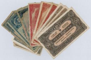 15db-os vegyes bankjegy papírpénz tétel, nagyrészt magyar korona, közte egy-egy román, német és oszt...