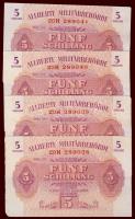 Ausztria/nemzetközi megszállás 1944. 5Sch (14x)egymásutáni sorszámokkal T:sarokhibával, egyébként I-
