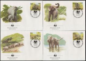 WWF: Ceyloni elefánt sor 4 db FDC-n, WWF Elephant set 4 FDC