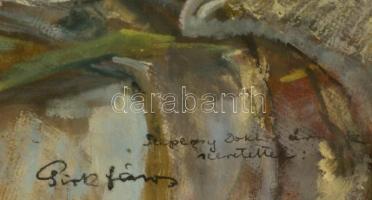 Pirk János (1903-1989): Virágcsendélet. Olaj, karton, jelzett, üvegezett keretben, 60×50 cm