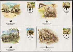 WWF: Rhinoceros set + 4 FDCs WWF: Orrszarvú sor + 4 db FDC