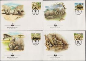 WWF: Orrszarvú sor + 4 db FDC WWF Rhinos set + 4 FDC