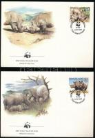 WWF: Rhinoceros set on 4 FDCs WWF: Orrszarvú sor 4 db FDC-n