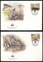 WWF Rhinos set 4 FDC WWF: Orrszarvú sor 4 db FDC-n