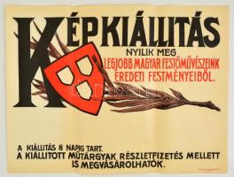 cca 1920-1930 Nemzeti Szalon Képkiállítás poszter, Bp., Merkur Műintézet, 47x63 cm