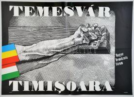 1990 Orosz István (1951- ): Temesvár. Magyar Demokrata Fórum (MDF) plakát, a romániai forradalom emlékére, 67,5x95,5 cm