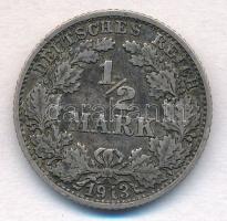 Német Birodalom 1913F 1/2M Ag T:2 patina German Empire 1913F 1/2 Mark Ag C:XF patina