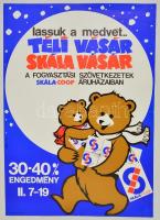 1983 Balázs György (?-): Lássuk a medvét... Skála-Coop reklám plakát, hajtásnyommal, 84x59 cm