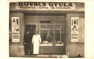1930 Budapest XIV. Rákosfalva, Zalán utca 6. Kovács Gyula mészáros és hentes 1. számú fiók üzlete. photo (EK)