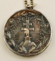 Ezüst(Ag) Toldi medál, ezüst foglalatban, fém láncon, nettó: 21,3 g