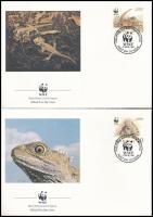 WWF Gyíkok sor + a sor 4 FDC-n WWF  Tuatara set + set on 4 FDC-s