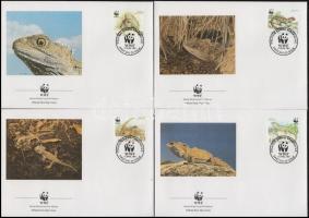 WWF Lizards set + set on 4 FDC WWF Gyíkok sor + a sor 4 FDC-n