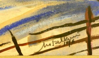 Maszelka János (1929 - 2003): Őszi dombok. Vegyes technika, papír, jelzett, üvegezett keretben, 20×2...