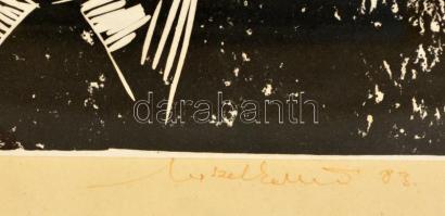 Maszelka János (1929 - 2003): Öreg földműves. Linómetszet, papír, jelzett, üvegezett keretben, 34×25...