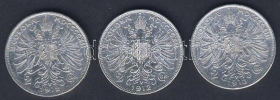 Ausztria 2Kr Ag 1912.(2x), 1913.(1x) T:2,2/3+